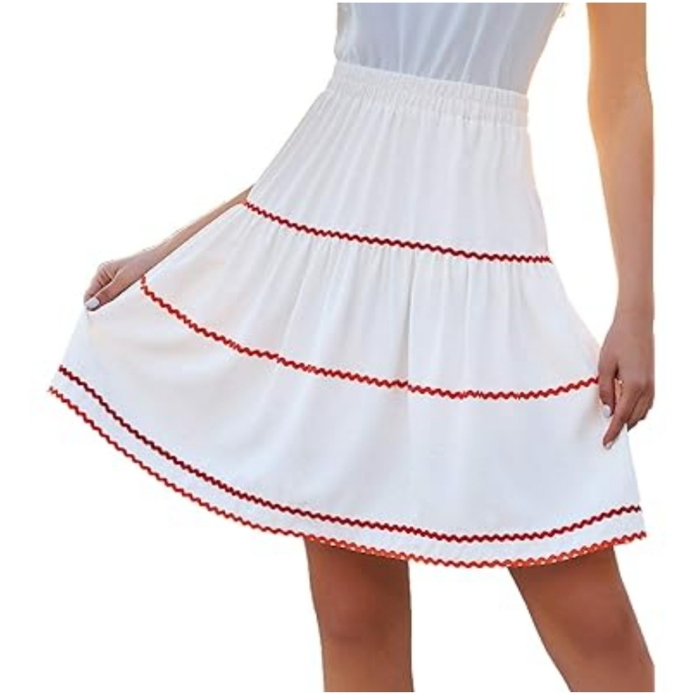 Women's Embroidered High Waist A-Line Summer Mini Skirt